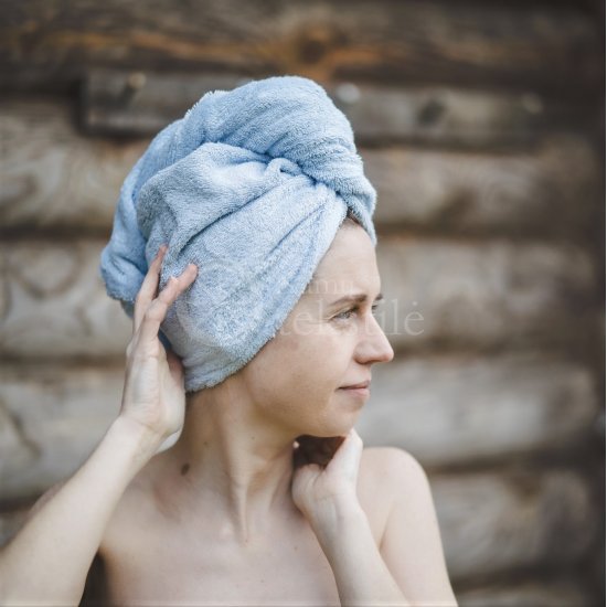 Cotton hair towel Light blue